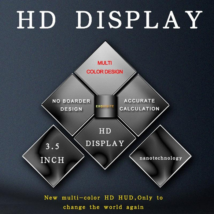 3.5 Inch Gps Car Hud Speed Alarm Compass Km / Miles Black