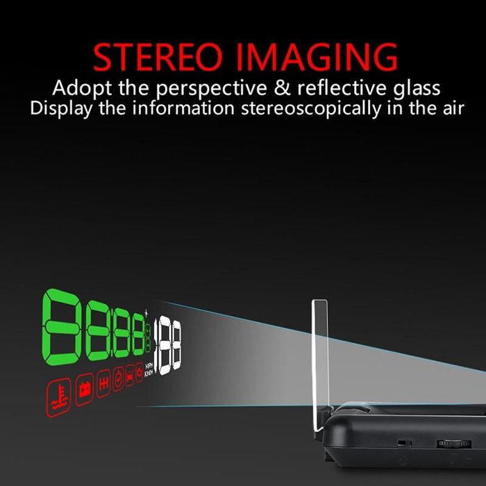 Virtual Hd Car Hud Display Speed Rpm Water Temp Oil Consumption Distance / Time Voltage Over Speed Alarm