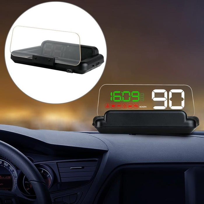 Virtual Hd Car Hud Display Speed Rpm Water Temp Oil Consumption Distance / Time Voltage Over Speed Alarm