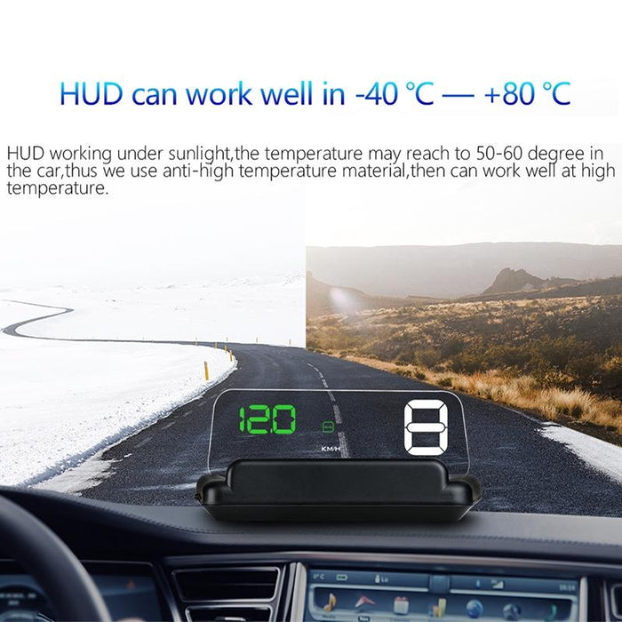 Virtual Hd Car Hud Display Speed Rpm Water Temp Oil Consumption Distance / Time Voltage Over Speed Alarm