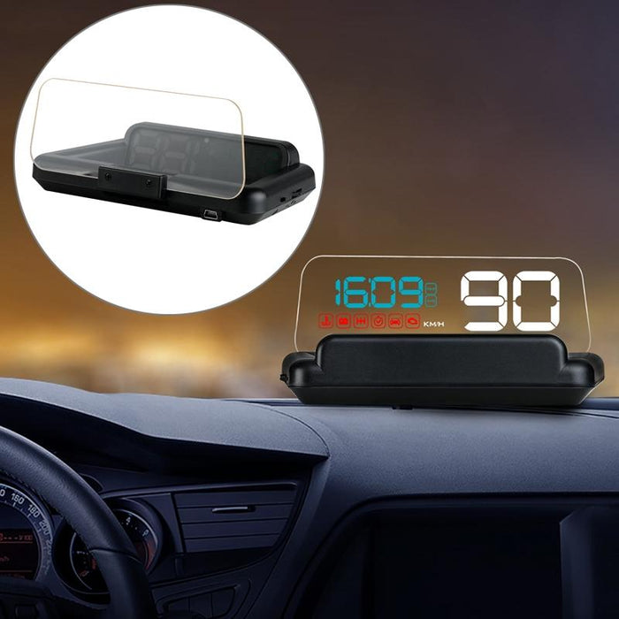 Virtual Hd Car Hud Display Speed Rpm Water Temp Oil Consumption Distance / Time Voltage Over Speed Alarm