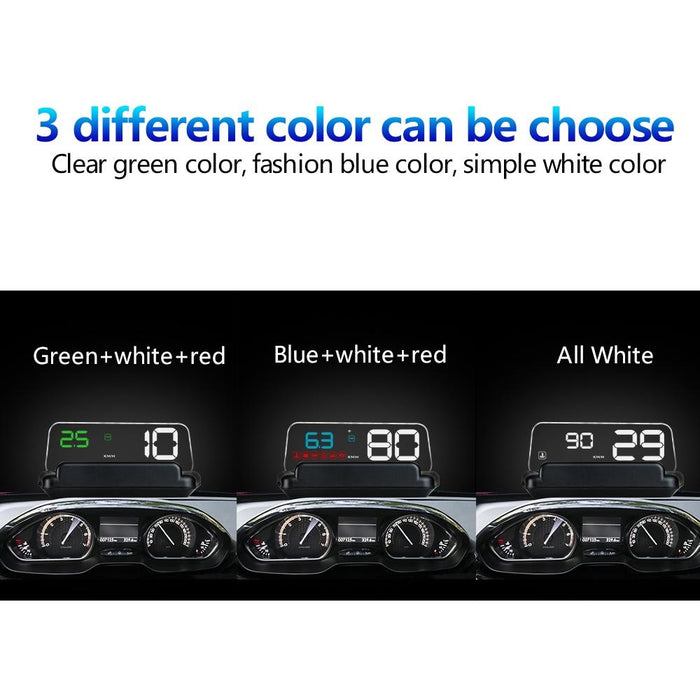 Virtual Hd Car Hud Display Speed Rpm Water Temp Oil Consumption Distance / Time Voltage Over Speed Alarm