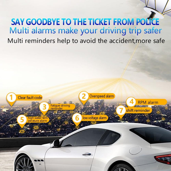 Virtual Hd Car Hud Display Speed Rpm Water Temp Oil Consumption Distance / Time Voltage Over Speed Alarm