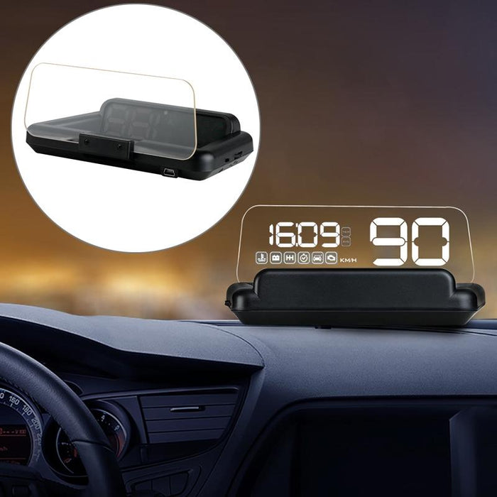 Virtual Hd Car Hud Display Speed Rpm Water Temp Oil Consumption Distance / Time Voltage Over Speed Alarm