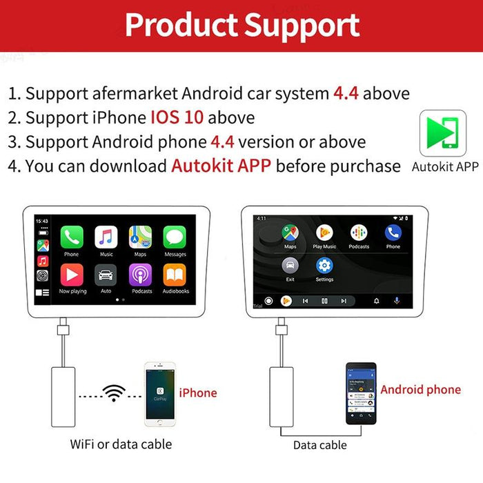 Wireless Carplay Adapter For Android / Apple - Usb Bluetooth Module