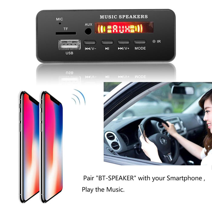 12V Car Mp3 Player Board With Fm Radio Bluetooth Recording & Remote