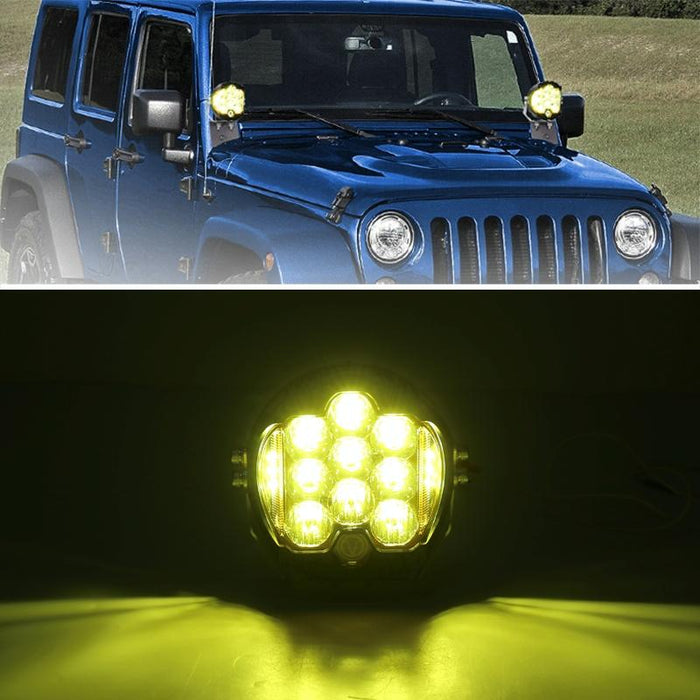 5 Inch Dc12V - 30V 5000Lm 6500K 50W Car Led Light On Three Sides Headlight For Jeep Wrangler Gold Light