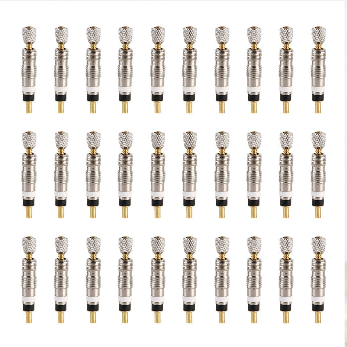 30-Piece Detachable French Valve Core For Bicycles Reticulated Style