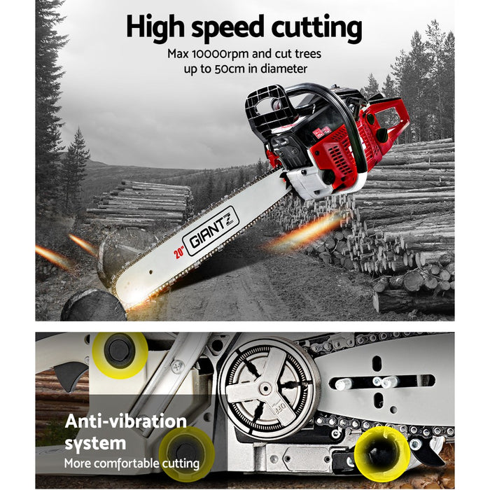 52Cc Petrol Commercial Chainsaw 20 Bar E-Start Tree Pruning Chain Saw