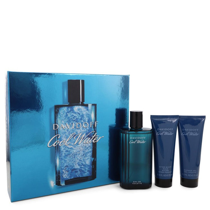 Cool Water Gift Set - 4.2 Oz Eau De Toilette Spray + 2.5 Oz After Shave Balm + 2.5 Oz Shower Gel By Davidoff For Men