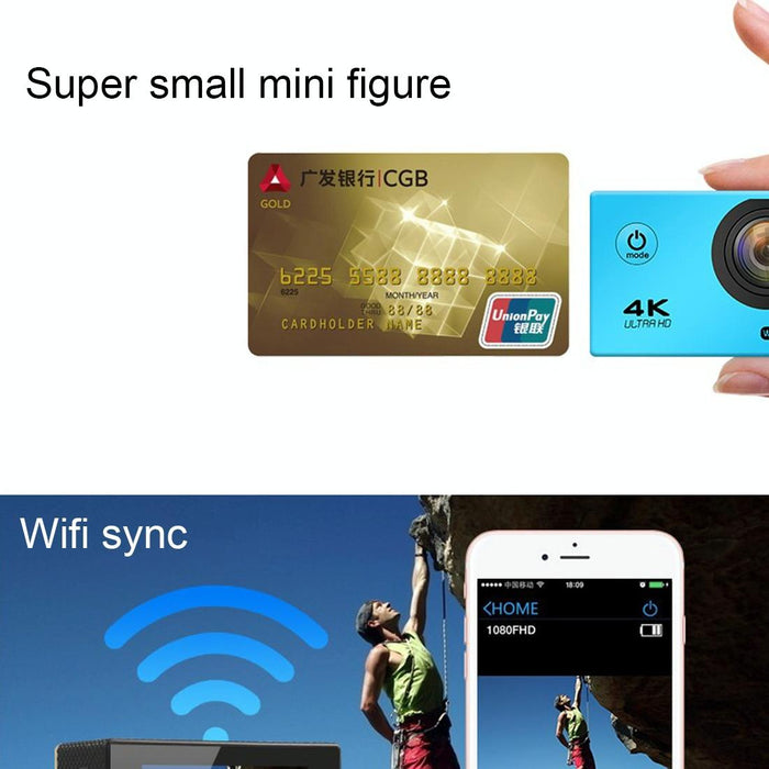 2.0 Inch Wifi Action Camcorder 170 Degree Wide Angle Waterproof 64Gb Sd
