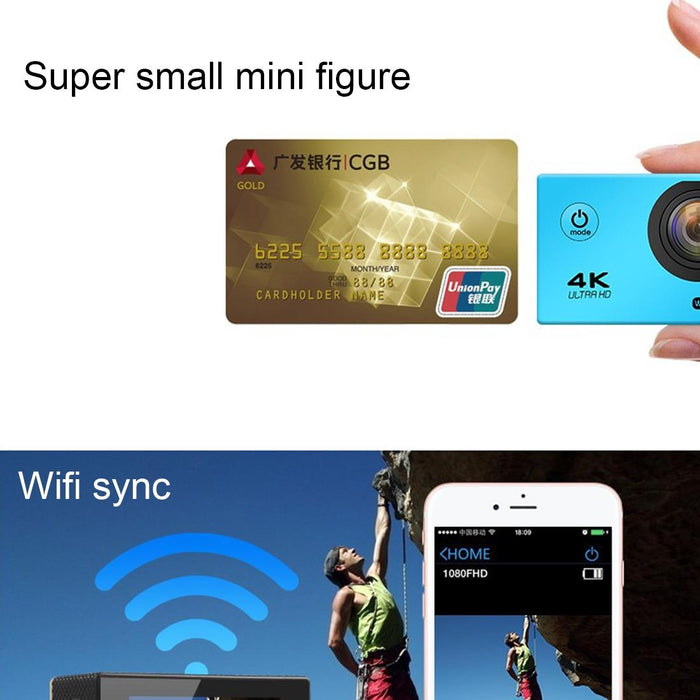 2.0 Inch Wifi Action Camcorder 170 Degree Wide Angle Waterproof 64Gb Sd