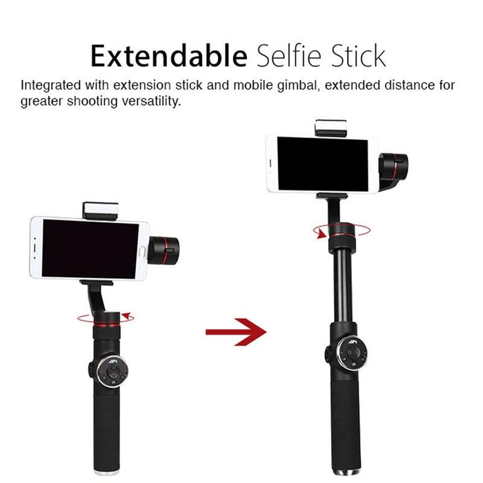 V5 Smooth 3-Axis Handheld Aluminum Brushless Gimbal Stabilizer With Tripod Mount & Fill Light For Smartphones Within 6 Inch Support Face Tracking Black