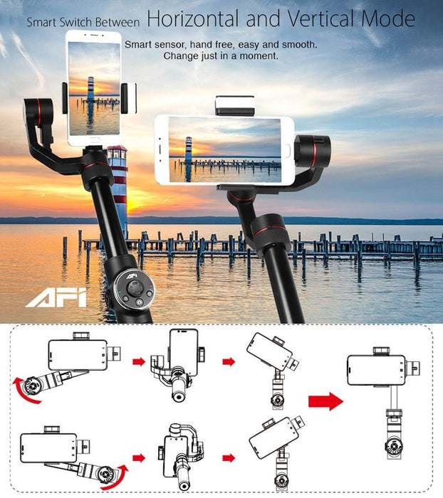 V5 Smooth 3-Axis Handheld Aluminum Brushless Gimbal Stabilizer With Tripod Mount & Fill Light For Smartphones Within 6 Inch Support Face Tracking Black