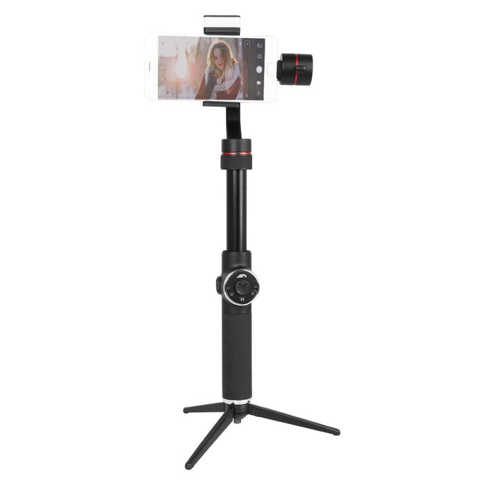 V5 Smooth 3-Axis Handheld Aluminum Brushless Gimbal Stabilizer With Tripod Mount & Fill Light For Smartphones Within 6 Inch Support Face Tracking Black