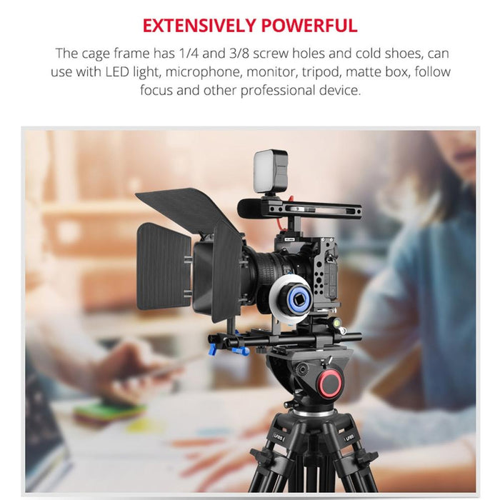 C15 Ylg0711A Video Camera Cage Stabilizer With Handle & Rail Rod For Nikon Z6 / Z7 Black