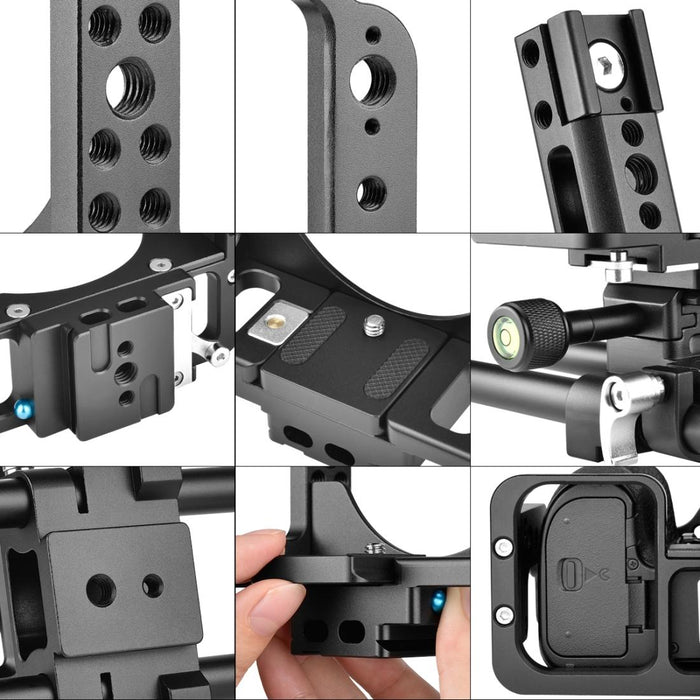 C15 Ylg0711A Video Camera Cage Stabilizer With Handle & Rail Rod For Nikon Z6 / Z7 Black