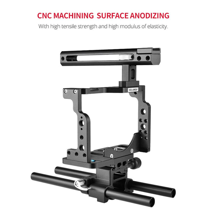 C15 Ylg0711A Video Camera Cage Stabilizer With Handle & Rail Rod For Nikon Z6 / Z7 Black