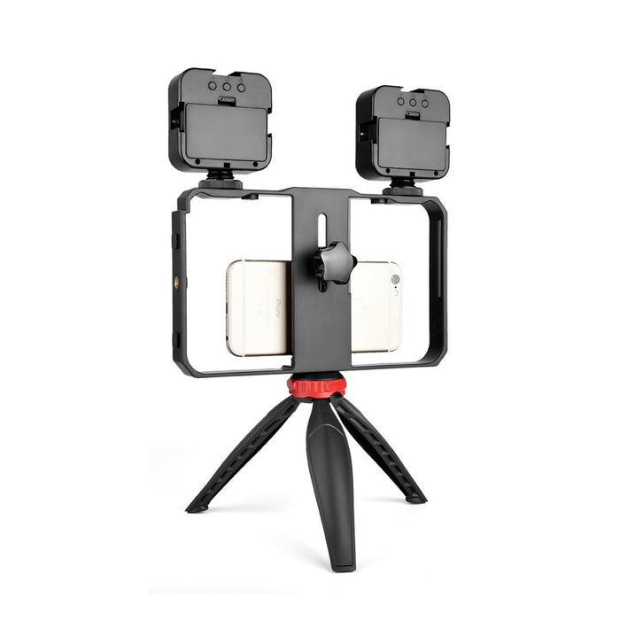 Pc203 Ylg1801C Vlogging Live Broadcast Led Selfie Light Smartphone Video Rig Handle Stabilizer Plastic Bracket Tripod Kits