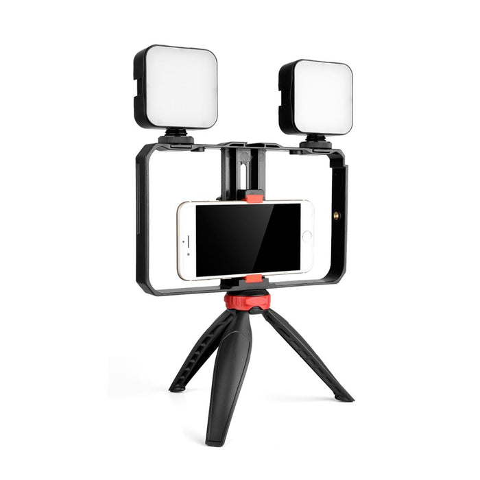 Pc203 Ylg1801C Vlogging Live Broadcast Led Selfie Light Smartphone Video Rig Handle Stabilizer Plastic Bracket Tripod Kits