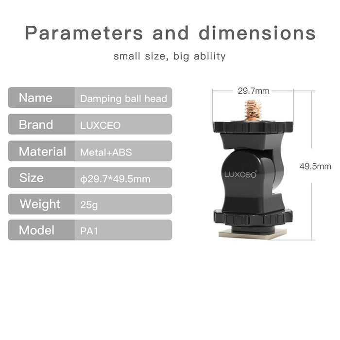 Pa1 Camera Universal Hot Shoe Holder Damping Ball-Head Bracket Black