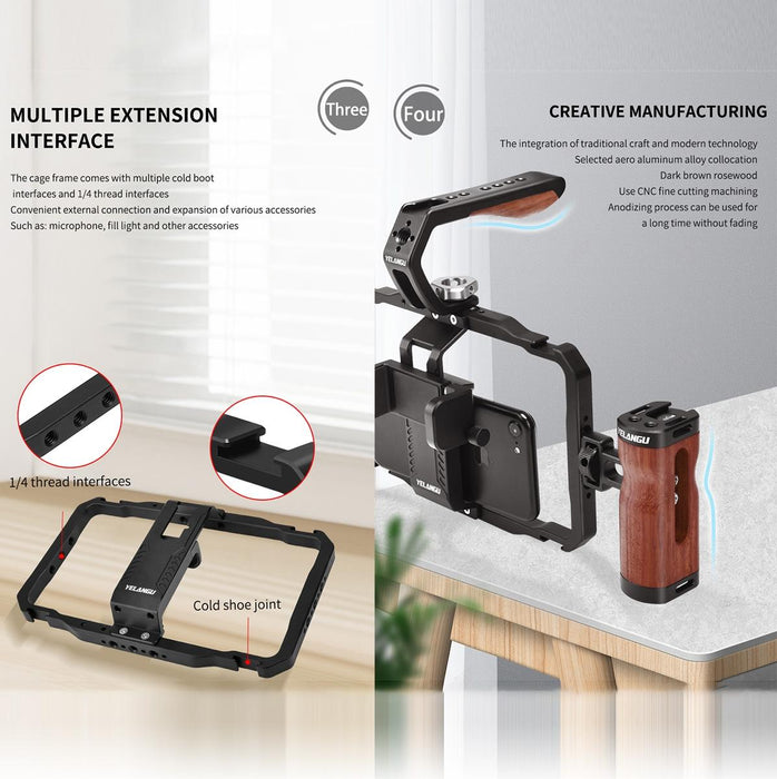 Lw101 Vlogging Live Broadcast Smartphone Video Rig Handles Stabilizer Kits