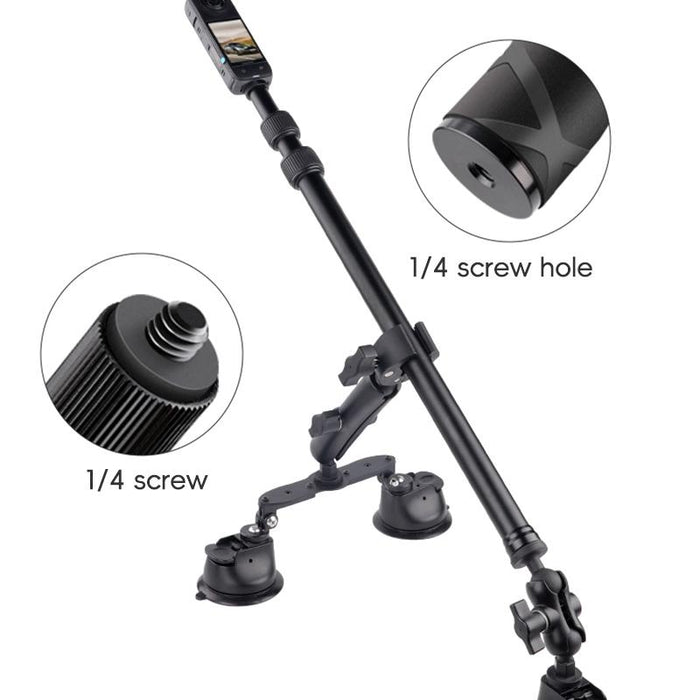 1 / 4 Inch Screw Dual-Leg Suction Cup Mount And 2 X Single-Leg Car Suction Cup Mount Crab Clamps Set Black