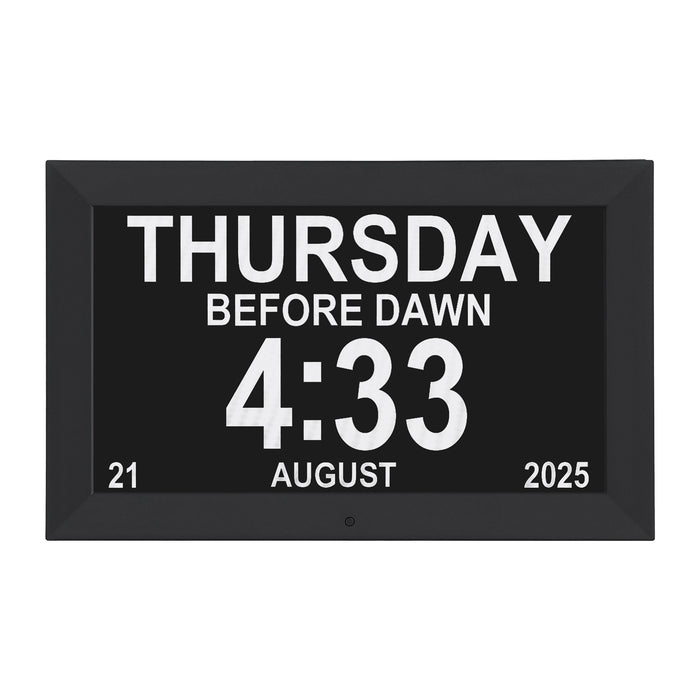 10" Digital Day Clock Alarm Calendar Dementia Date Week Desk Clocks Black