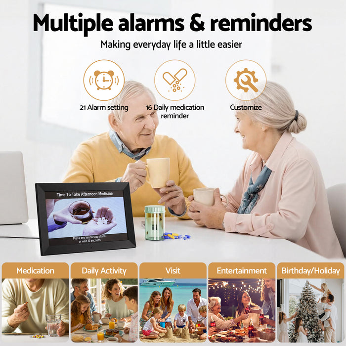 10" Digital Day Clock Alarm Calendar Dementia Date Week Desk Clocks Black