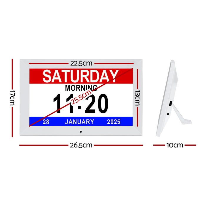 10" Digital Day Clock Alarm Calendar Dementia Date Week Desk Clocks White