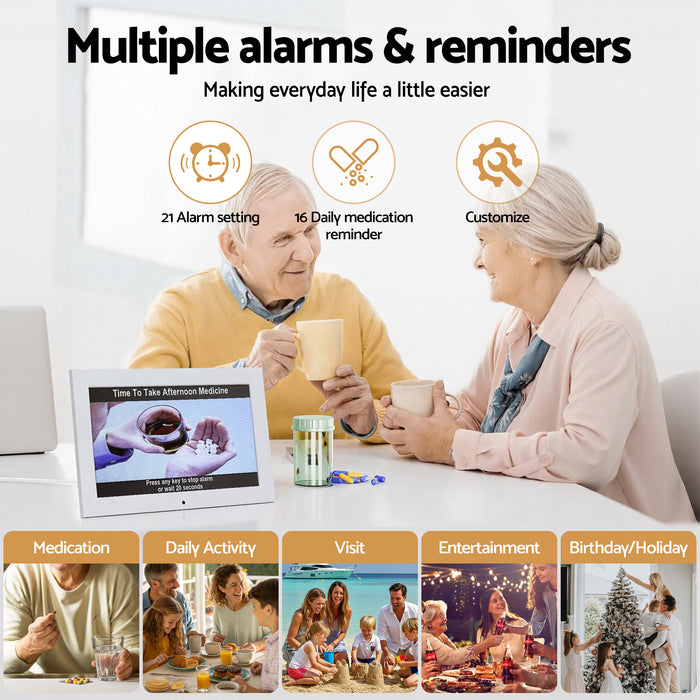 10" Digital Day Clock Alarm Calendar Dementia Date Week Desk Clocks White