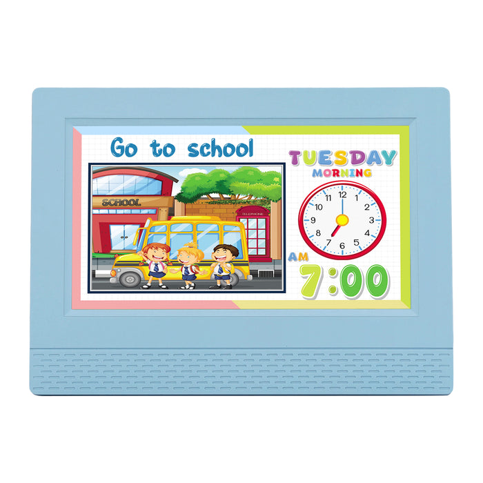 7" Digital Day Clock Calendar Alarm Lcd Children Sleep Trainer Clocks Blue