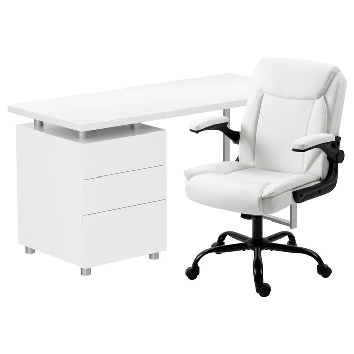 Executive Office Chair And Desk Set - White