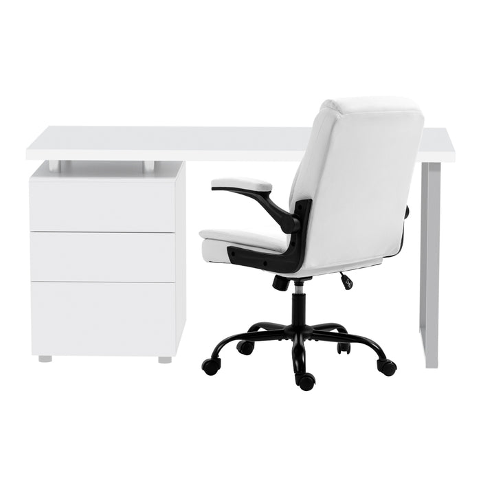 Executive Office Chair And Desk Set - White