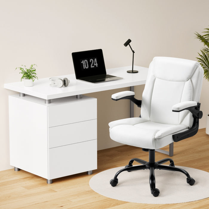 Executive Office Chair And Desk Set - White