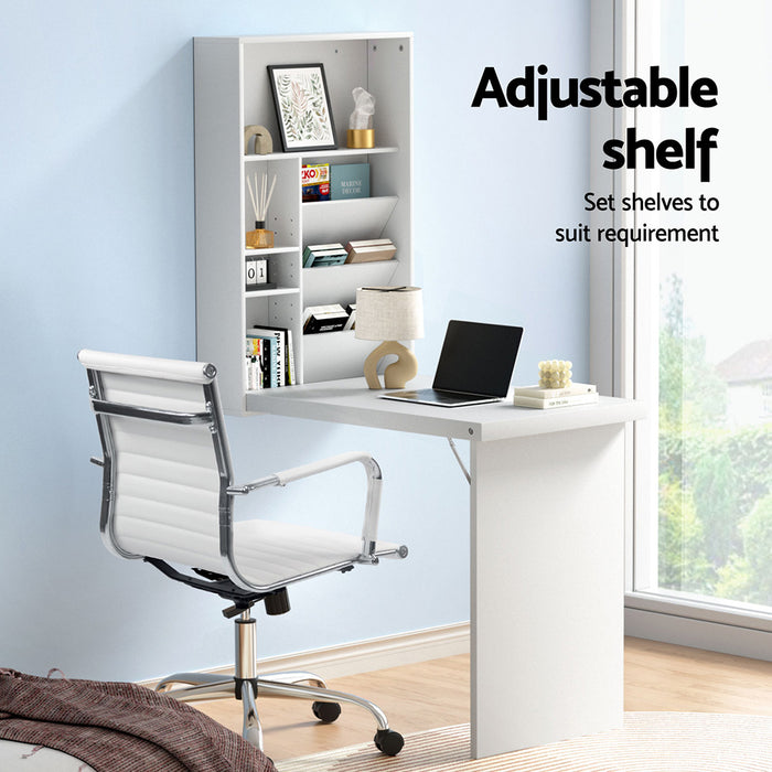 Foldable Wall Mount Leather Chair Desk Set