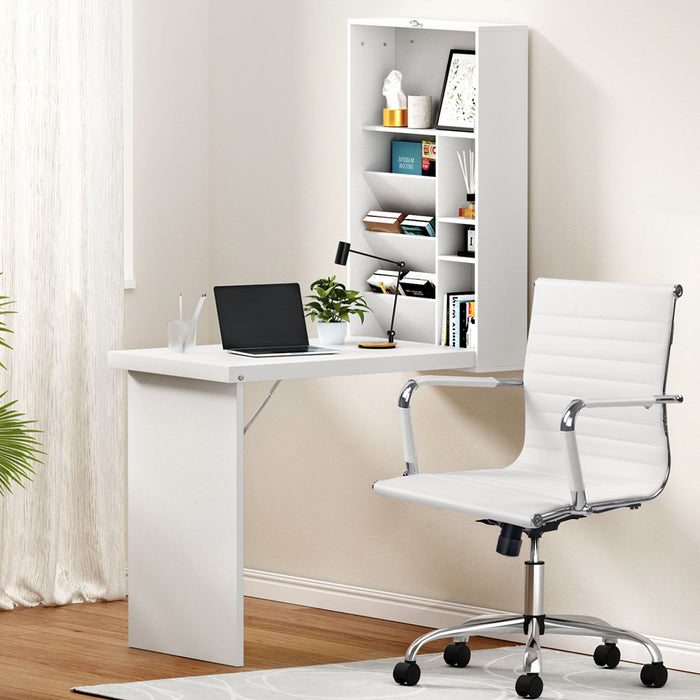 Foldable Wall Mount Leather Chair Desk Set