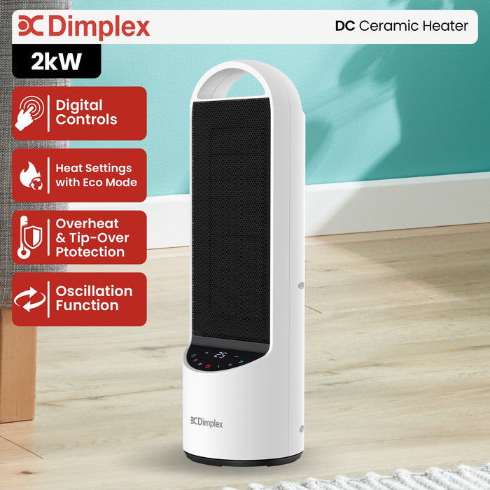 2Kw Personal Dc Digital Ceramic Heater In Black And White