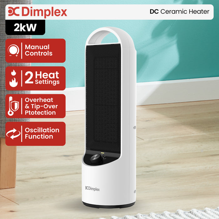 2Kw Personal Dc Ceramic Heater In Black And White