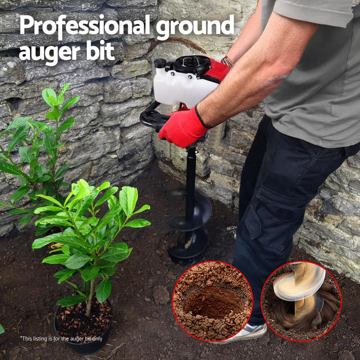 Post Hole Digger Auger Drill Bit 200Mm With 80cm Extension Shaft Black