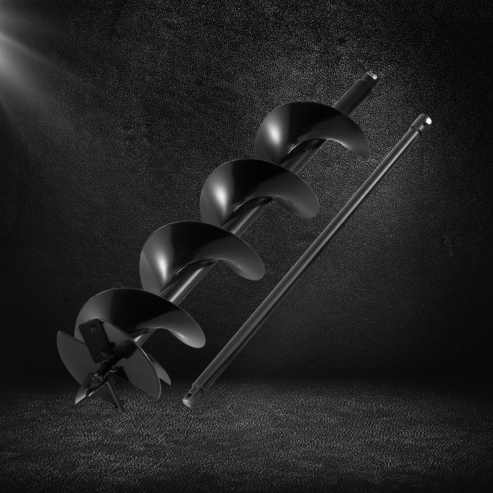 Post Hole Digger Auger Drill Bit 200Mm With 80cm Extension Shaft Black