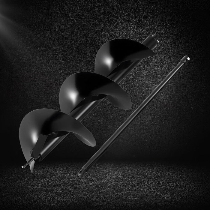 Post Hole Digger Auger Drill Bit 300Mm With 80cm Extension Shaft Black