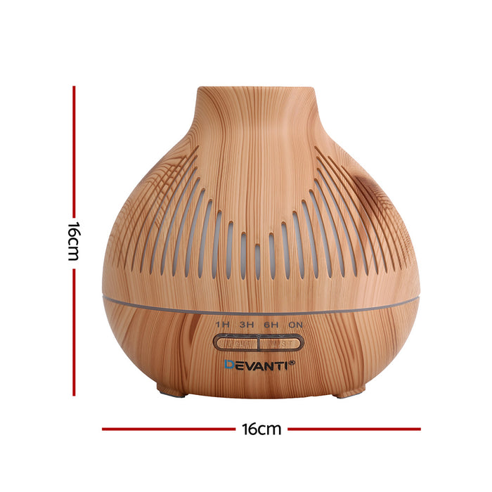 Ultrasonic Aroma Diffuser Aromatherapy 400Ml Led Lights Iron Humidifier Forest Light Wood Grain