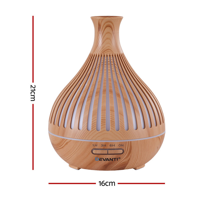Ultrasonic Aroma Diffuser Aromatherapy 400Ml Led Lights Iron Humidifier Forest Light Wood Grain