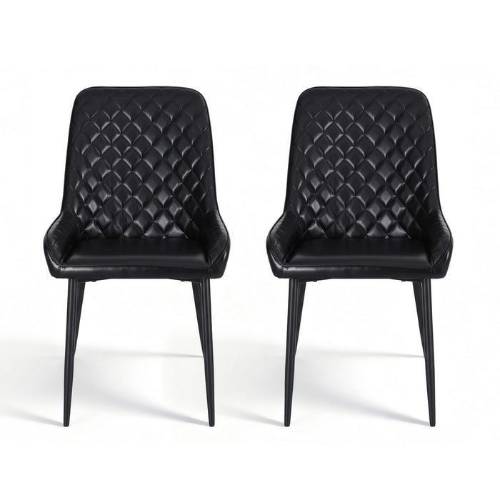2X Dining Chairs Retro Pu Leather Kitchen Lounge Cafe Accent Chair Black