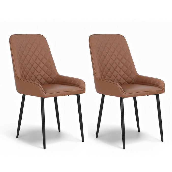 2X Dining Chairs Retro Pu Leather Kitchen Lounge Cafe Accent Chair Brown