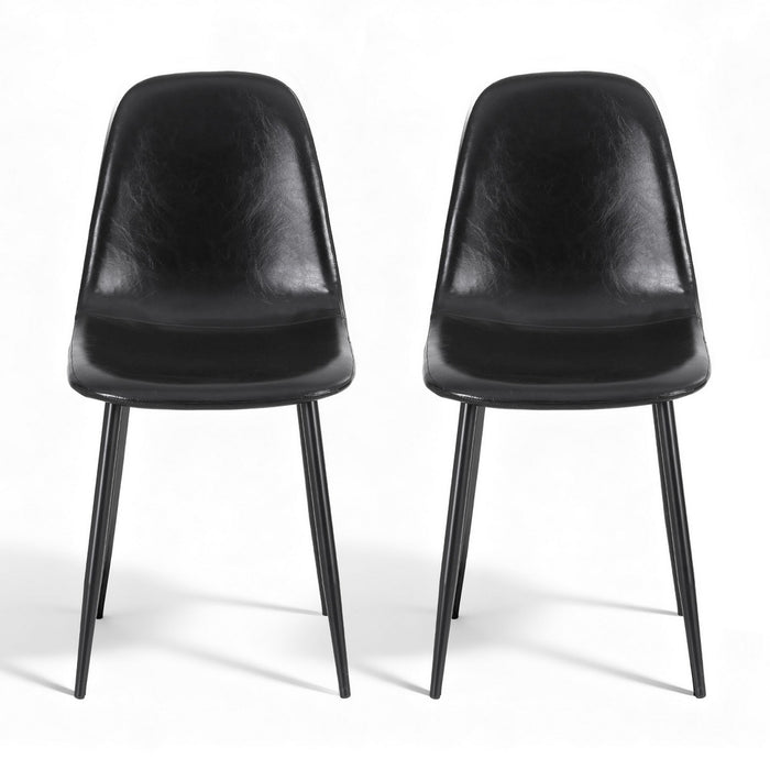 2X Dining Chairs Retro Pu Leather Kitchen Lounge Cafe Accent Chair Black