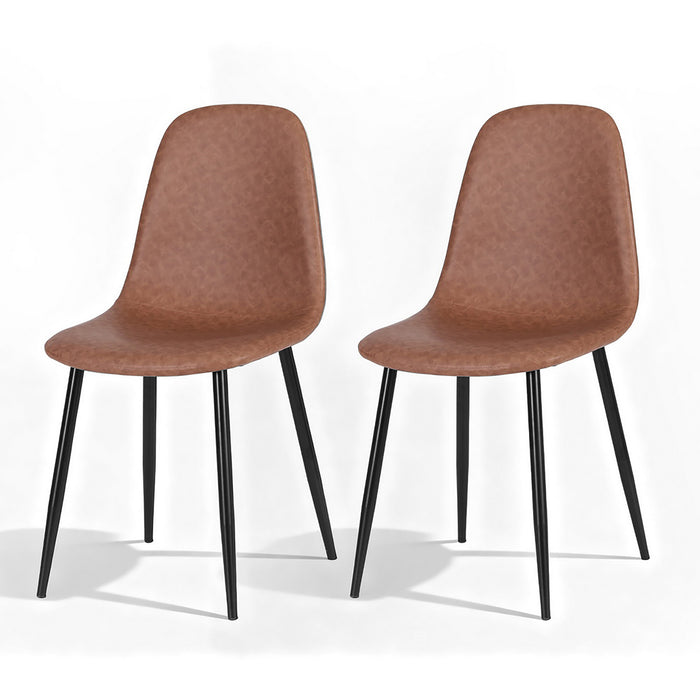 2X Dining Chairs Retro Pu Leather Kitchen Lounge Cafe Accent Chair Brown