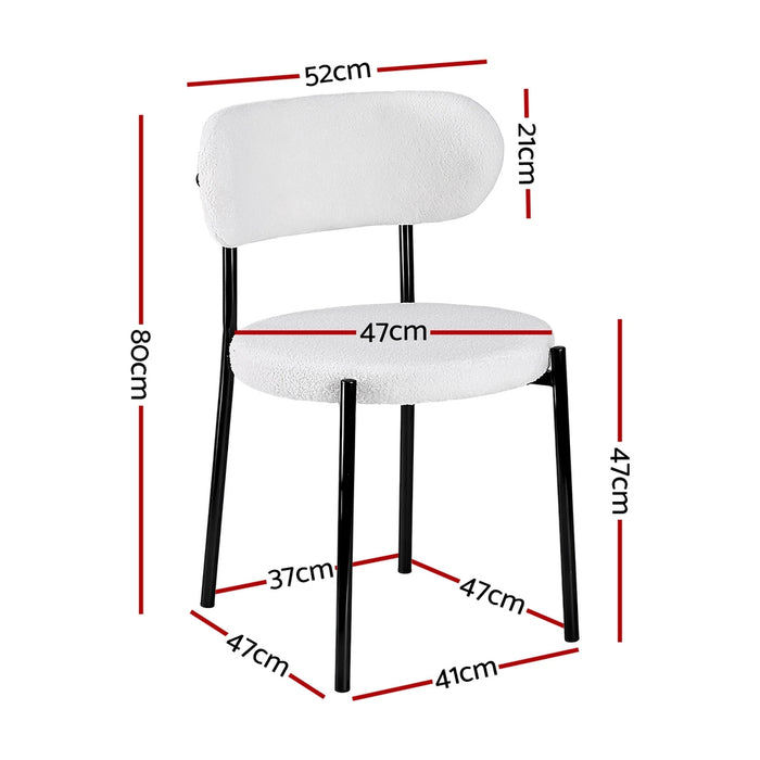 Dining Chairs Set Of 2 Sherpa Boucle White