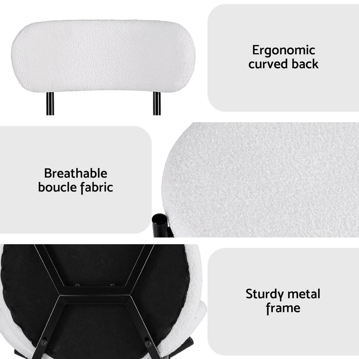 Dining Chairs Set Of 2 Sherpa Boucle White